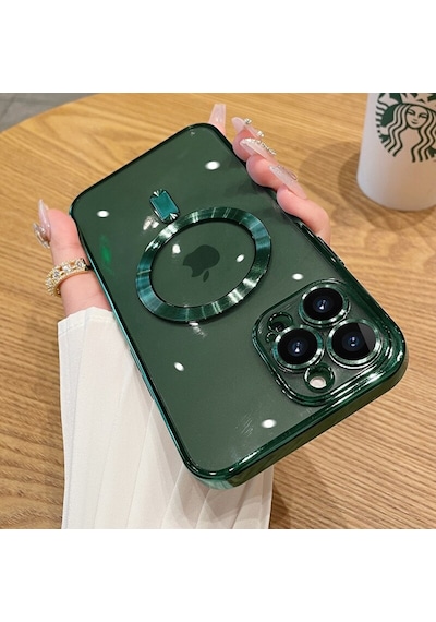 Apple Uyumlu iPhone  13 Pro Kılıf Magsafe Kamera Lensli Korumalı Şeffaf S