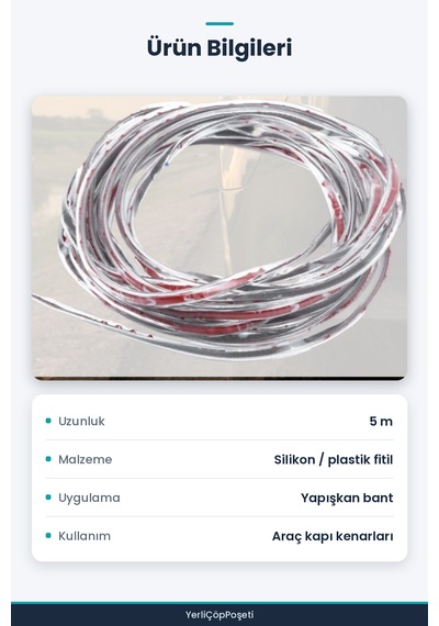 Silikonlu Araç Kapı Koruma Fitili Kapı Çarpma Çizik Önleyici Fitil 5 Metre 5 M