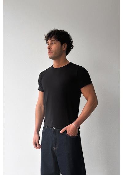 Flaw Atelıer Basic Slim Fit Siyah Tişört-29507