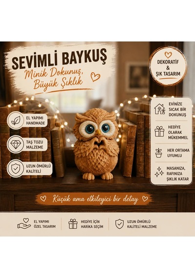 Baykuş Biblo Dekor 10 cm