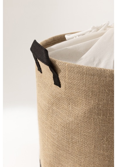Tidy Jüt Home Yazılı Büzgülü Çamaşır Sepeti 37x40cm 6015 Natural