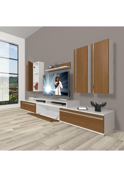 Decoraktiv Ekoflex 8d Mdf Tv Ünitesi Tv Sehpası Beyaz - Ceviz