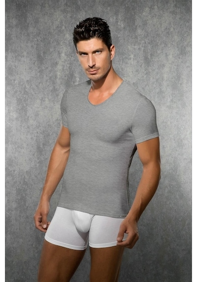 Doreanse 2855 Erkek Modal V Yaka Kısa Kol Gri T-Shirt
