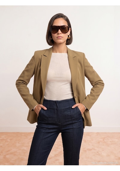 Dilvin 60816 Vücuda Oturan Blazer-yağ Yeşil