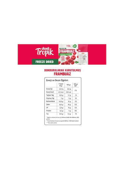 Dondurularak Kurutulmuş Frambuaz 18 G Freeze Dried Meyve Cipsi Çıtır Meyve Kurusu 2 Adet