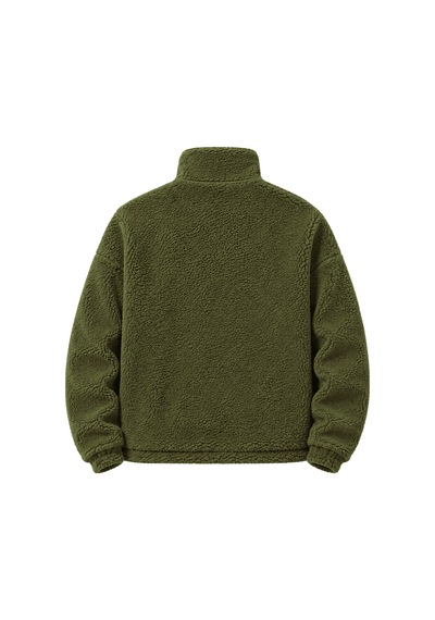 Genius Store Oversize Peluş Erkek İçi Polarlı Tam Fermuarlı Sherpa Sonbahar Kış Kadın Polar Sweatshirt Oversıze-pelus Haki