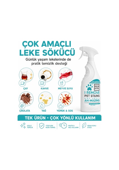 Remuvr Kediler için Leke ve Koku Giderici Sprey 750 ml