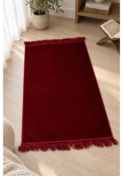Düz Velur Kadife Seccade 70x110 Cm Bordo
