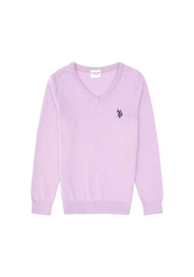 U.S. Polo Assn. Kız Çocuk Lila V Yaka Basic Kazak 50316777-VR034