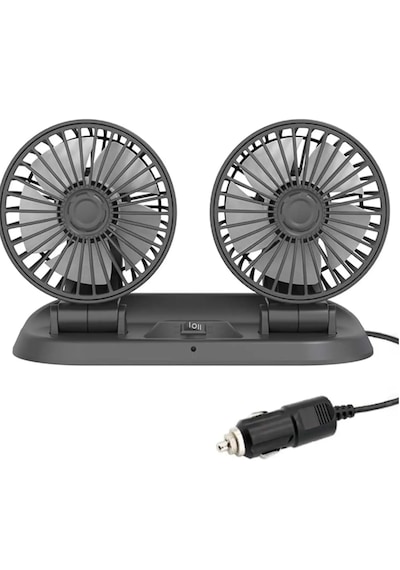 Powermaster Fan10 Mini 12 Volt Dc Çakmaklıklı Numaratörlü Plastik 2'li Araç Vantilatör 12V