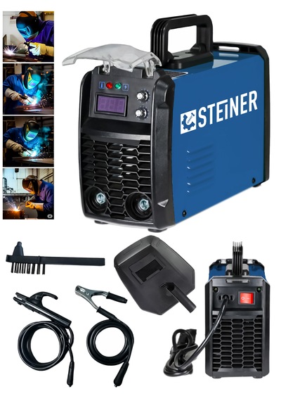 Steiner 250 Amper İnverter Mega Stick Çift Kartlı Hava Soğutmalı Dijital Göstergeli Çanta Kaynak Makinesi Mavi