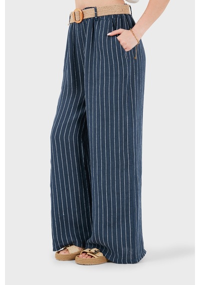 Via Dante Çizgili Relaxed Fit Yüksek Bel Bol Paça Keten Pantolon Bayan Pantolon 5056rn Lacivert Via Dante Çizgili Relaxed Fit Yüksek Bel Bol Paça Keten Pantolon Bayan Pantolon 5056rn Lacivert