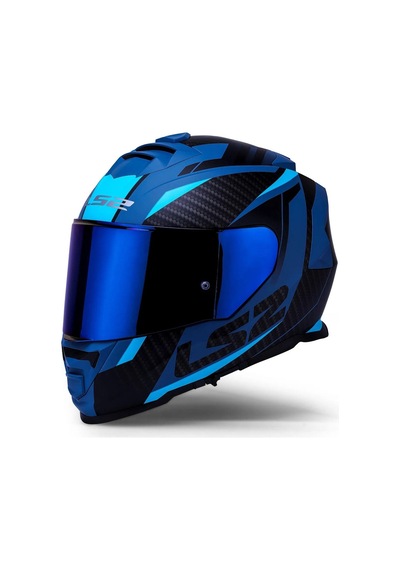 Ls2 Storm 2 Racer Full Face Motosiklet Kaskı Şeffaf + Gökkuşağı Vizörlü Mat Mavi