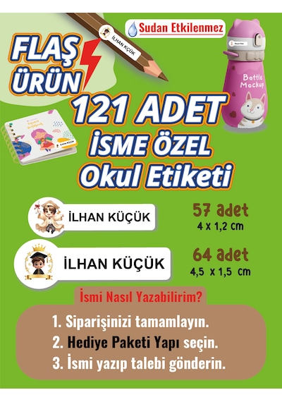 Okul Etiketi Kalem Defter Etiketi Kral Çocuk Özel Isim Yazılabilen Etiket - 121adet