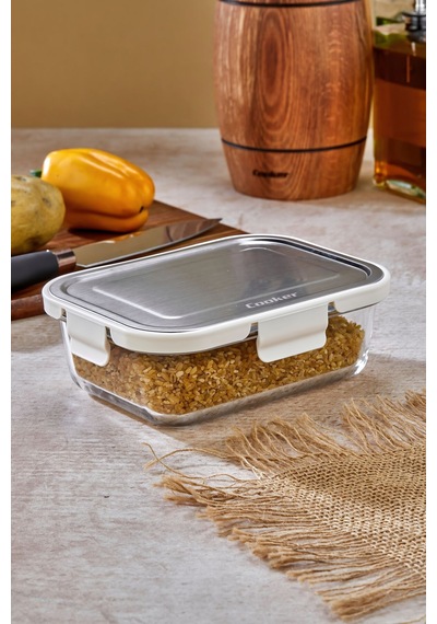 Cooker 1000 Ml Cam Saklama Kabı - Sızdırmaz, Paslanmaz Çelik Kapaklı, Gıda Saklama