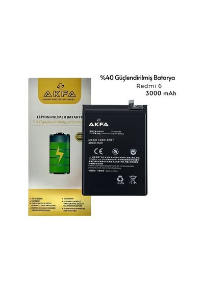 Redmi 6 Uyumlu Batarya %40 Güçlendirilmiş 3000 Mah Bn37