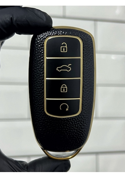 Chery Tiggo 8 Pro Uyumlu Smart Anahtar Kılıfı Gold - Siyah