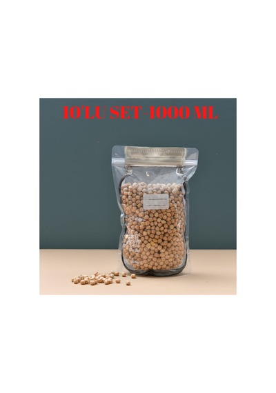 Büyük Boy Gümüş Metal Kapaklı Kavanoz Görünümlü Saklama Poşeti 10 Adet 17x27 Cm-1000 Ml