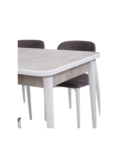 Duru Mdf Lak Panel Açılır Yemek Mutfak Masası 90x160 Beyaz Mermer