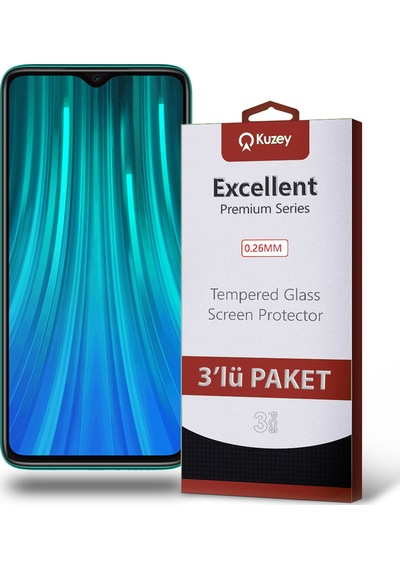 Xiaomi Redmi Note 8 Pro ile Uyumlu Kırılmaz Cam Ekran Koruyucu Ekonomik 3'lü Paket