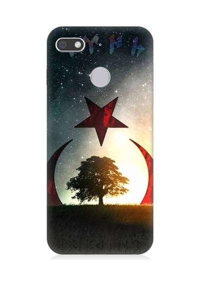 General Mobile Gm 8 Go Uyumlu Göktürkçe Türk Ve Ağaç Bayrak Desenli Silikon Kılıf