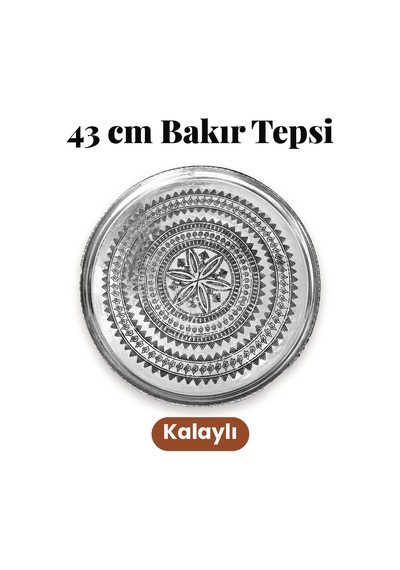 Binbir Trend 43 Cm El İşlemeli Otantik Desenli Kalaylı Urfa Bakır Tepsi Tps-0778