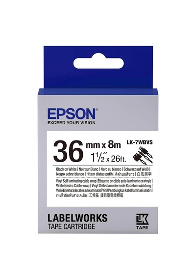 Epson Lk-7wbvs Kendinden Laminasyonlu Kablo Giydirme Beyaz Üzeri Siyah 36mm 8metre Etiket