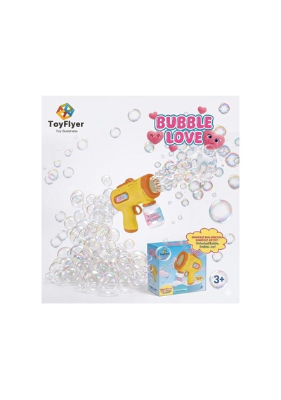 Maytoys Baloncuk Makinesi Pilli Köpük Tabancası Otomatik Sızdırmaz Tasarım Bubble Gun Sarı