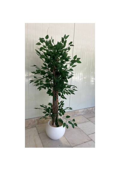 120 Cm Yapay Benjamin Beyaz Küre Dekoratif Ağaç