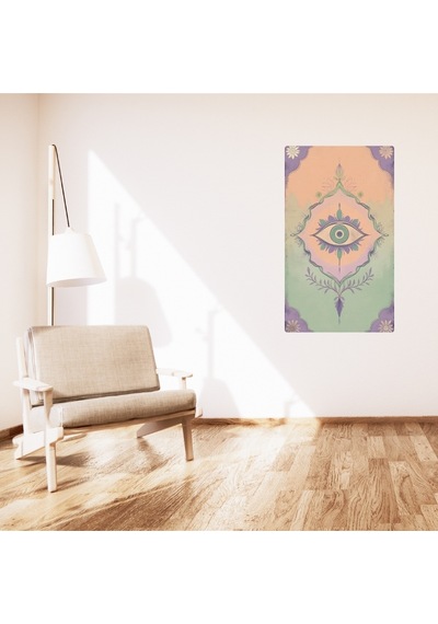 Bohem Tablo Üçüncü Göz, Manevi, Pastel Renkler, Vintage Bohem Duvar Sanatı Çerçevesiz Poster