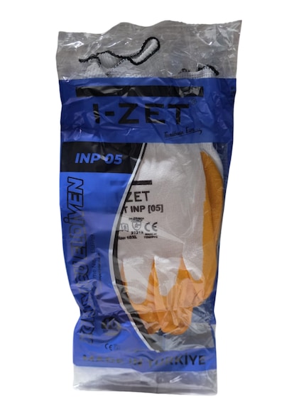I-zet Inp05-sarı Beyaz Polyester Örme Nitril Eldiven 288 Adet