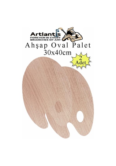 Ahşap Oval Palet Naturel 30x40 Cm 2 Adet Büyük Boy Ahşap Boya Paleti Resim Boyama Tepsisi Akrilik Guaj Karıştırıcı 30x40