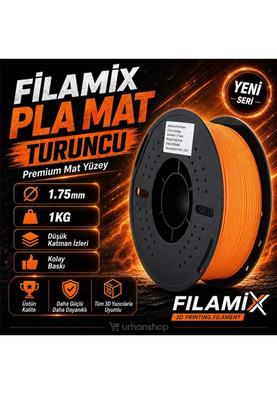 Filamix Pla Mat Turuncu Filament 1.75mm 1kg Mat Yüzey Kalitesi
