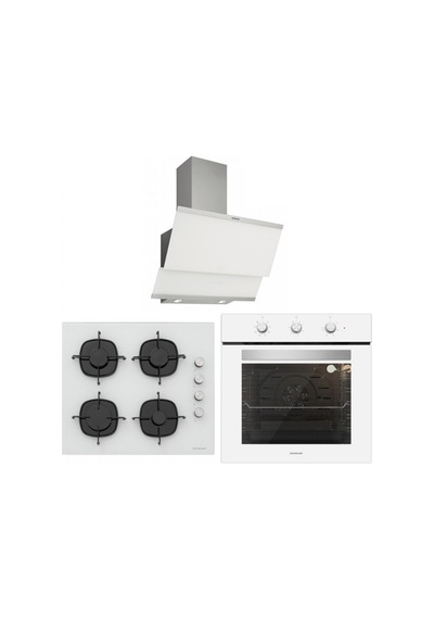 Silverline BO6503W01 - CS5335W01 - 3420 Classy 60 Beyaz Cam Ankastre Set
