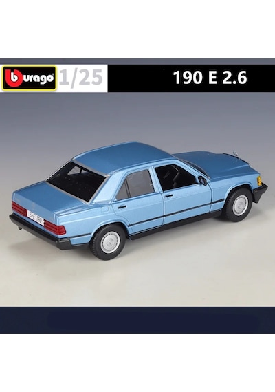 Bburago 1:24 Mercedes-benz 190e Alaşım Spor Araba Modeli Diecast Metal Retro Blue
