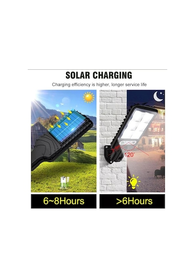 Solar Güneş Enerjili Kumandalı 108 Cob Ledli 3 Modlu Projektör Hareket Sensörlü Sokak Lambası
