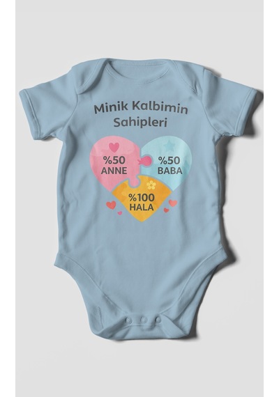 Morivokids Aileye Özel Kısa Kollu Bebek Body %100 Pamuk Bebe Mavisi
