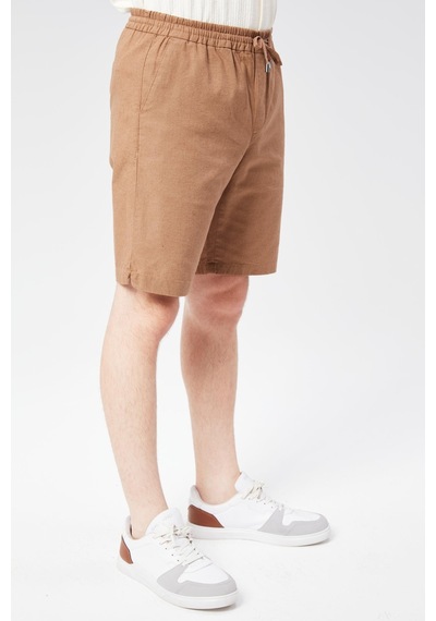 Braccas Erkek Beli Lastikli Bağcıklı Pamuk Keten Karışımlı Slim Fit Jogger Şort Vizon Vizon Braccas Erkek Beli Lastikli Bağcıklı Pamuk Keten Karışımlı Slim Fit Jogger Şort Vizon Vizon