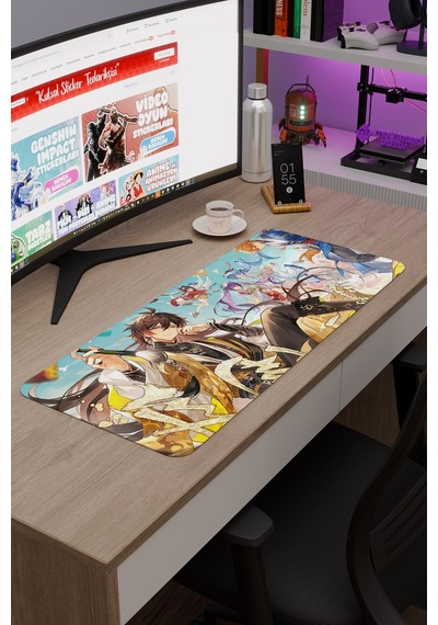 Zhongli Genshin Impact Anime Gacha V3 - 70x30 Xl Gaming Mouse Pad Fare Altlığı