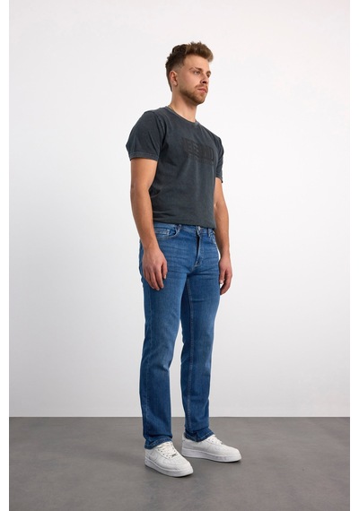 76081-09228 Erkek Denim Regular Fit Mıd Waıst Mid Leg Pantolon 76081-09228 Blue