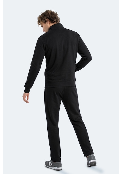Slazenger Boost Gear Erkek Fermuarlı Dik Yaka Cepli Siyah Eşofman Takımı