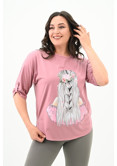 Kadın Büyük Beden Düşük Omuz Oversize T-shirt 1773-1-24 001