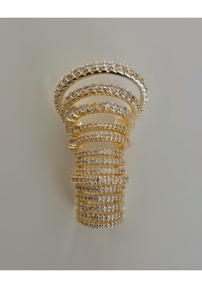 Ear Cuff Çoklu Sıra Zirkon Taşlı Kıkırdak Küpesi 4cm Gold