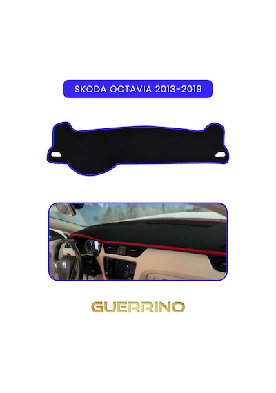 Skoda Octavia 2013-2019 Torpido Koruma Halısı Mavi Kenar
