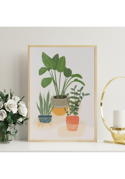 Minimalist Çizim Temalı Güneşin Yaprakları Tasarımlı Poster - Çerçevesiz