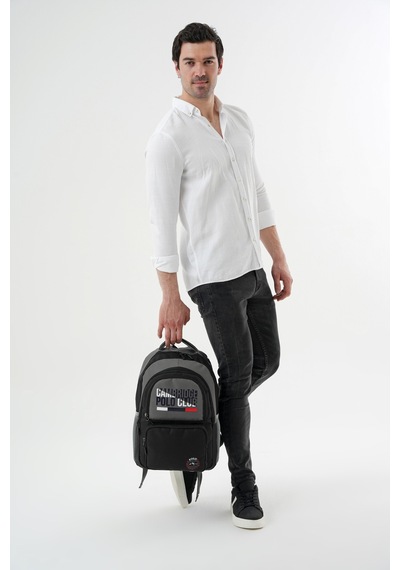 Benittokids Cambridge Polo Club Minimalist Tasarım Unisex Çok Gözlü Sırt Çantası Gri