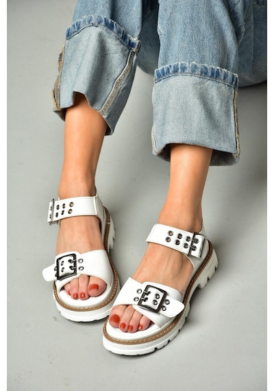 Fox Shoes S996074009 Beyaz Kadın Sandalet Beyaz