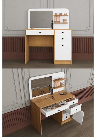Asra Trend Yatak Odası Takımı 5 Parça %100 Mdf Gardırop Şifonyer Makyaj Masası Komodin Ytk01 Beyaz - Karına