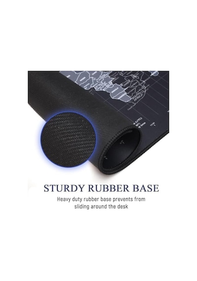 Zerfa Dünya Haritası Ekstra Büyük Genişletilmiş Kaymaz Kauçuk Oyun Mouse Pad & Klavye Masa Mat Bilgisayar Aptop İçin 900 Mm X 400 Mm X 2 Mm L Zmp253 Siyah Dünya Haritası, 90 X 40 Cm