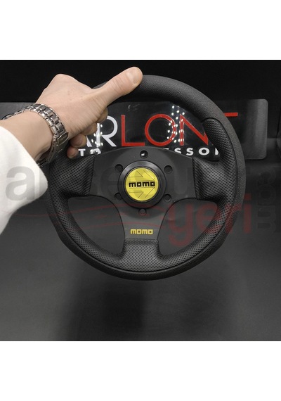Spor Direksiyon Deri 24cm Momo Tip - Yarış Spor Direksiyonu Karma